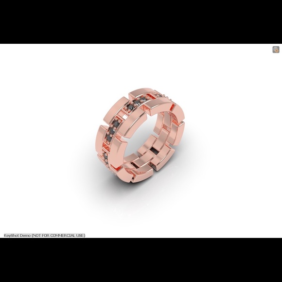 Men's Solid Silver Block Eternity Ring Stackable Cubic Zirconia - Picture 7 of 8